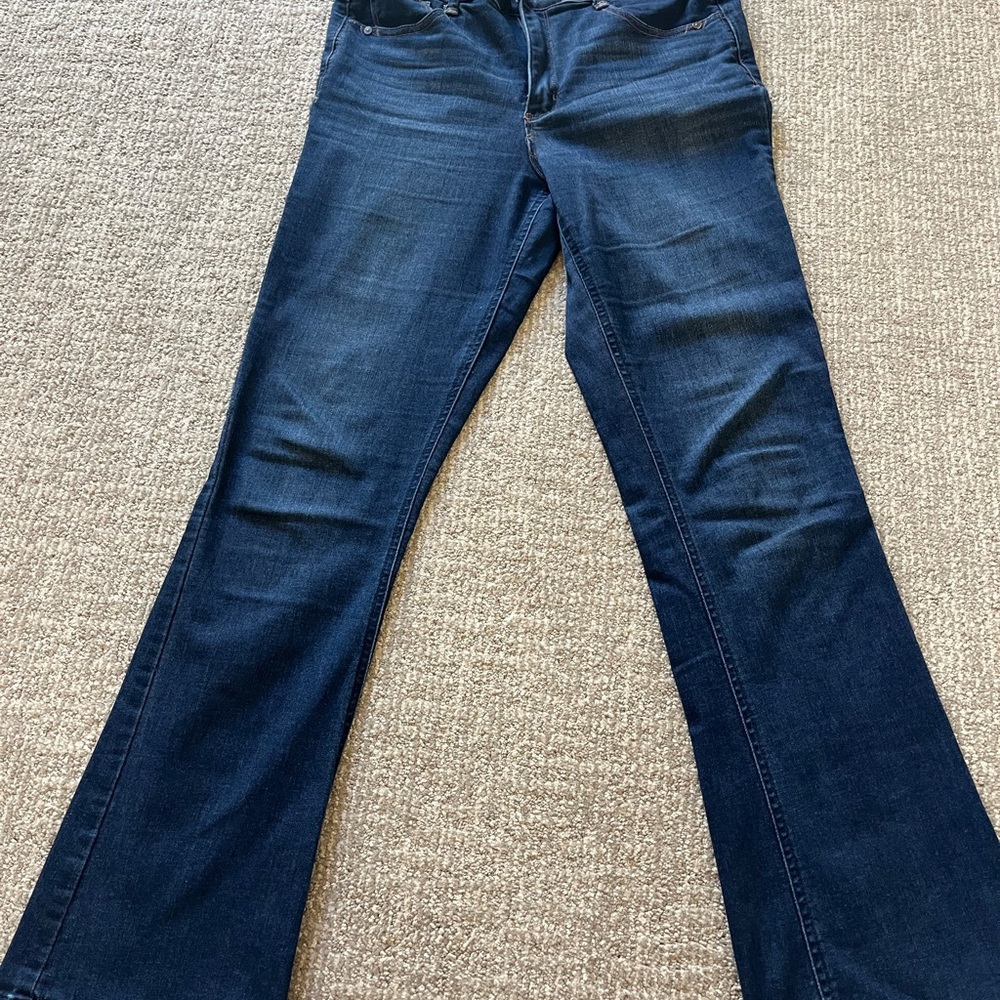 Dark Blue Flared Jeans. WIT AND WISDOM. Says size 8 but fits like12